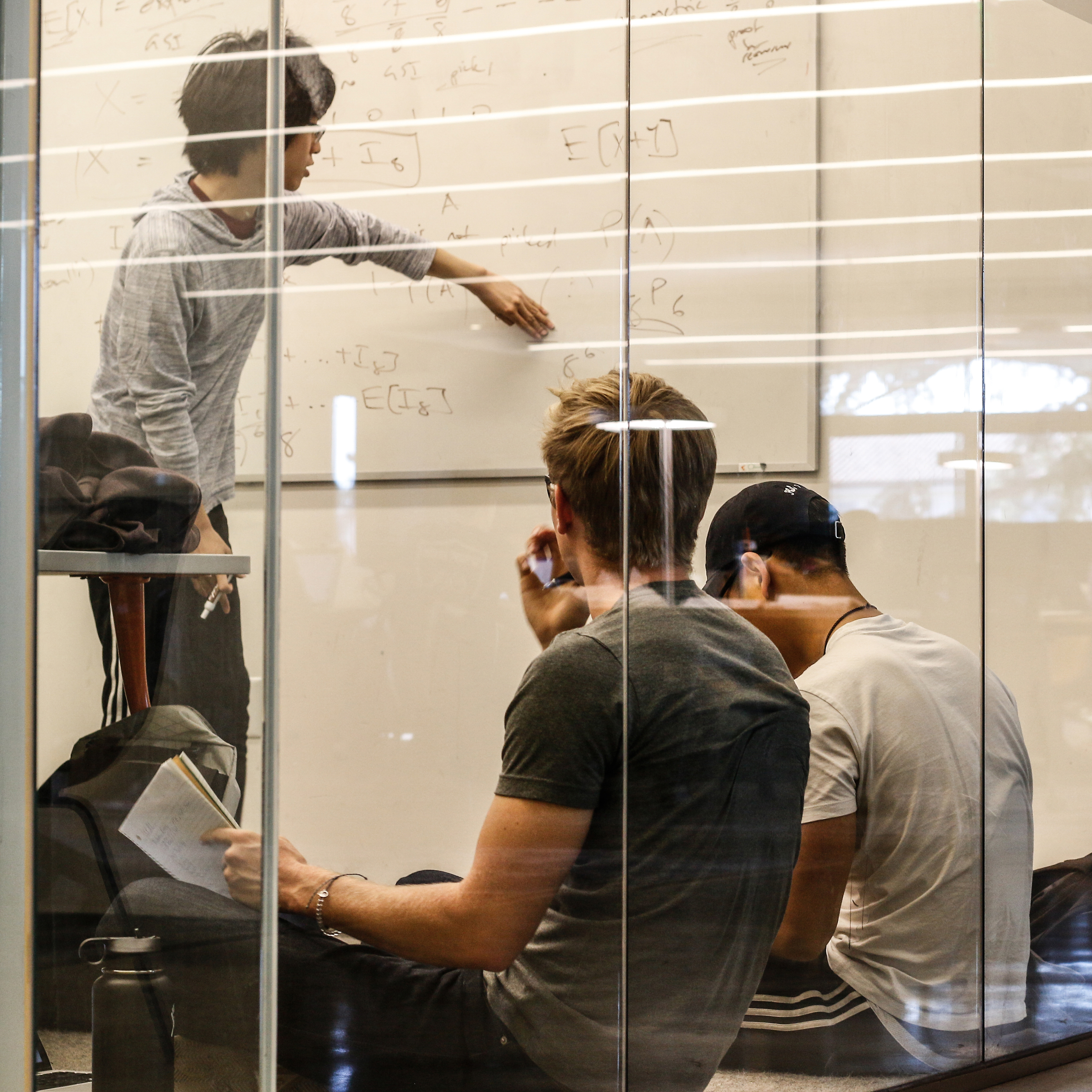 Students are photographed in the study rooms at Moffitt Library on October 29, 2018. 