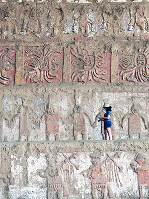 Gabriella Wellons works at an archaeological site in Huaca de la Luna, Trujillo, Peru, in June 2017. Wellons is an Undergraduate Library Fellow. (Photo courtesy of Charlotte Williams)