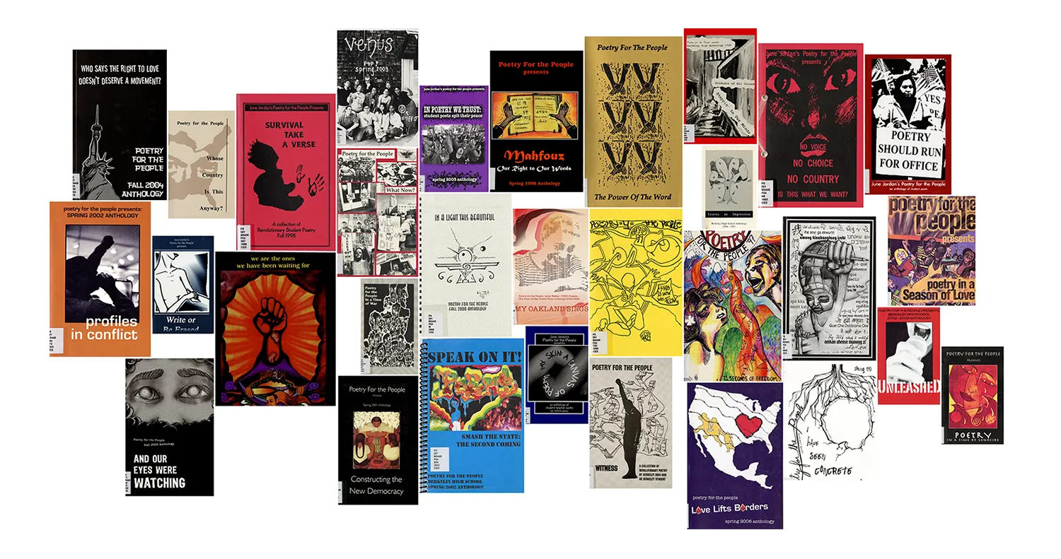 A collage of Poetry for the People anthologies